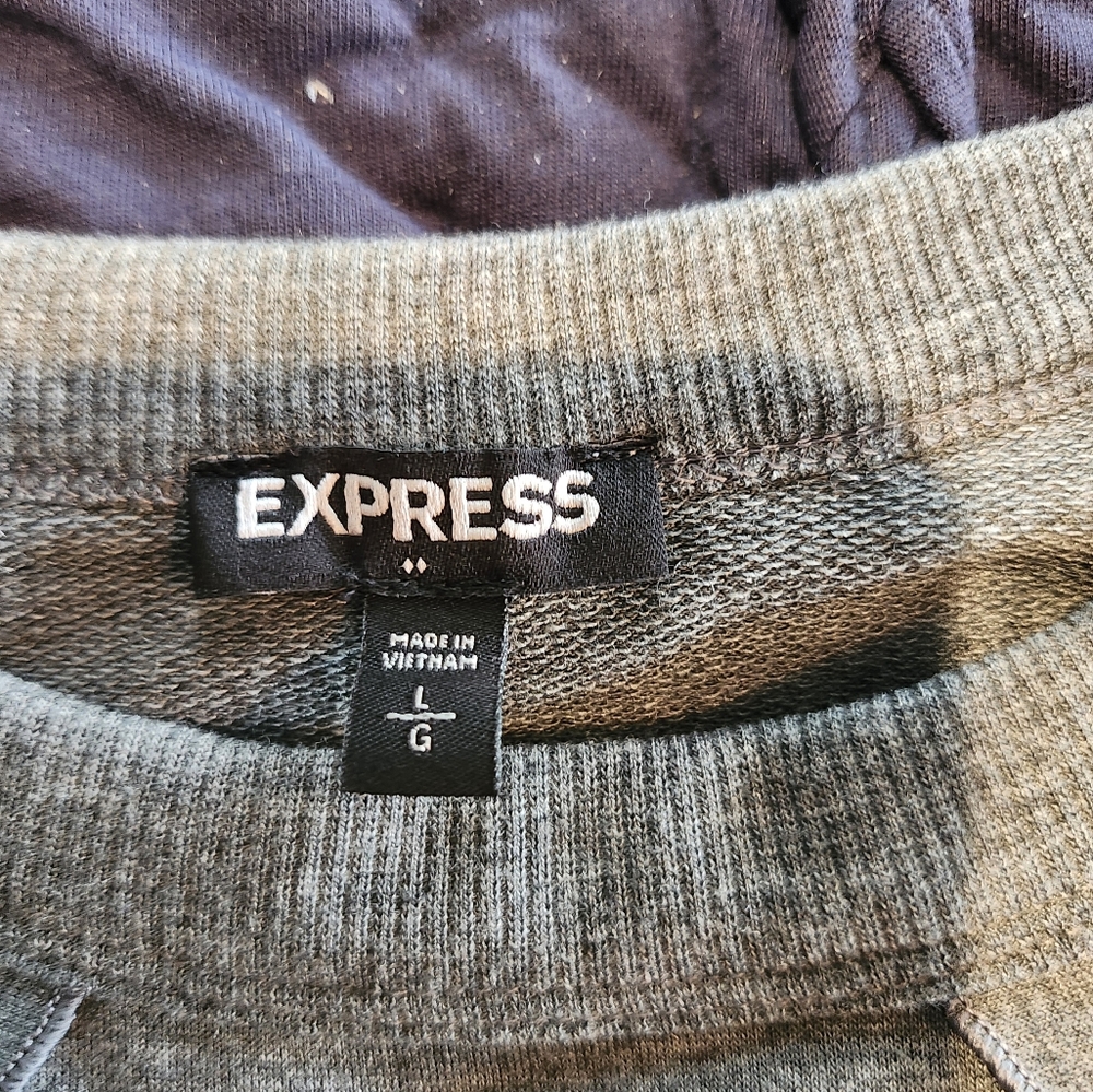 Express Gray Ruffle Cold Shoulder Sweatshirt - Picture 5 of 8